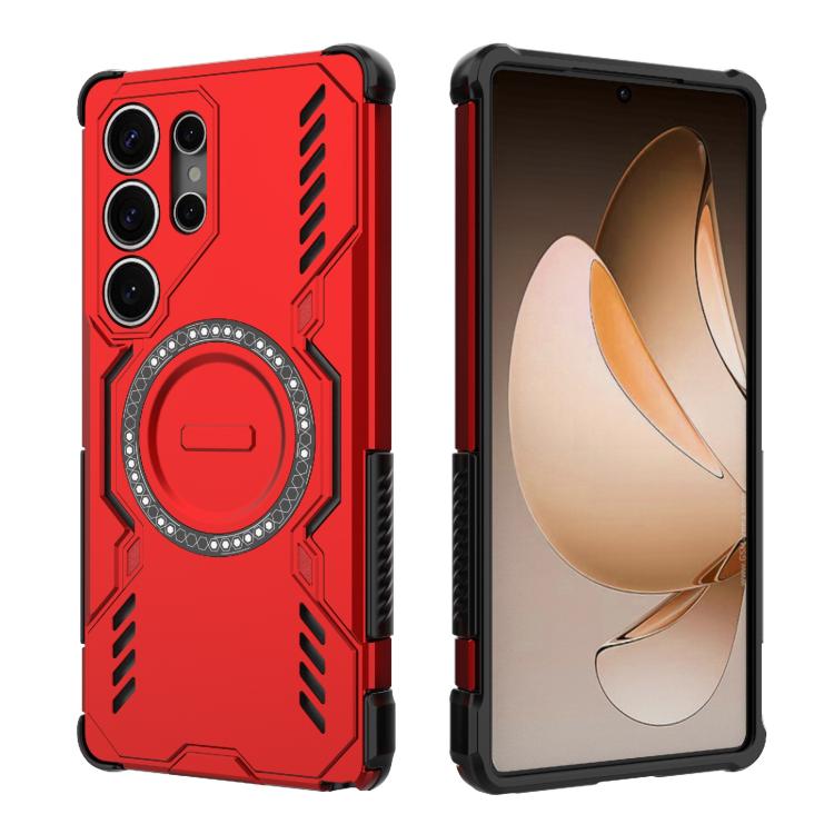 For Samsung Galaxy S25 Ultra 5G Butterfly Armor MagSafe Magnetic Ring Shockproof Phone Case