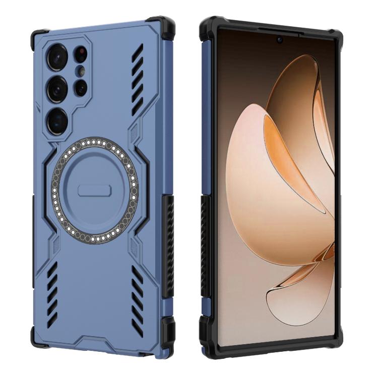 For Samsung Galaxy S22 Ultra 5G Butterfly Armor MagSafe Magnetic Ring Shockproof Phone Case