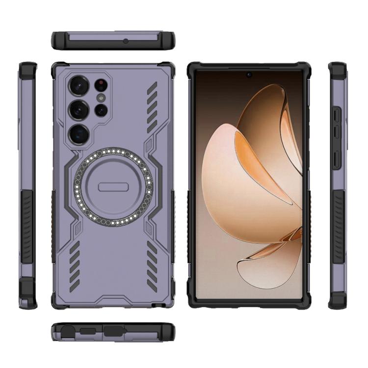 For Samsung Galaxy S22 Ultra 5G Butterfly Armor MagSafe Magnetic Ring Shockproof Phone Case