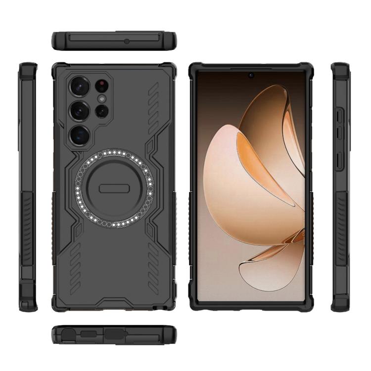 For Samsung Galaxy S22 Ultra 5G Butterfly Armor MagSafe Magnetic Ring Shockproof Phone Case