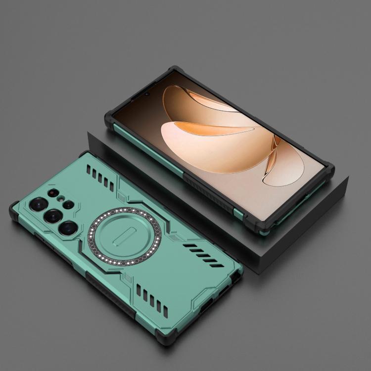 For Samsung Galaxy S22 Ultra 5G Butterfly Armor MagSafe Magnetic Ring Shockproof Phone Case