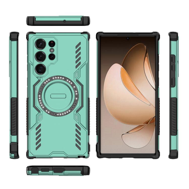 For Samsung Galaxy S22 Ultra 5G Butterfly Armor MagSafe Magnetic Ring Shockproof Phone Case