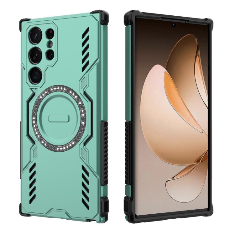 For Samsung Galaxy S22 Ultra 5G Butterfly Armor MagSafe Magnetic Ring Shockproof Phone Case