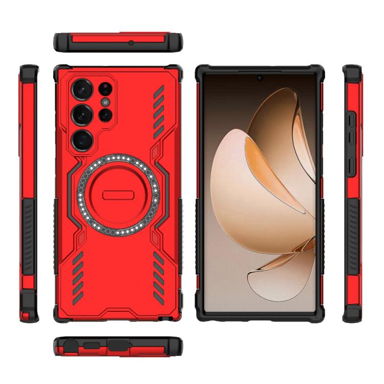 For Samsung Galaxy S22 Ultra 5G Butterfly Armor MagSafe Magnetic Ring Shockproof Phone Case