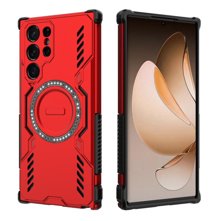 For Samsung Galaxy S22 Ultra 5G Butterfly Armor MagSafe Magnetic Ring Shockproof Phone Case