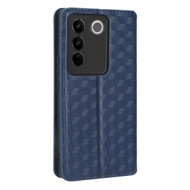 For vivo S16 / S16 Pro / V27 Pro Cubic Grid Texture Flip Leather Phone Case