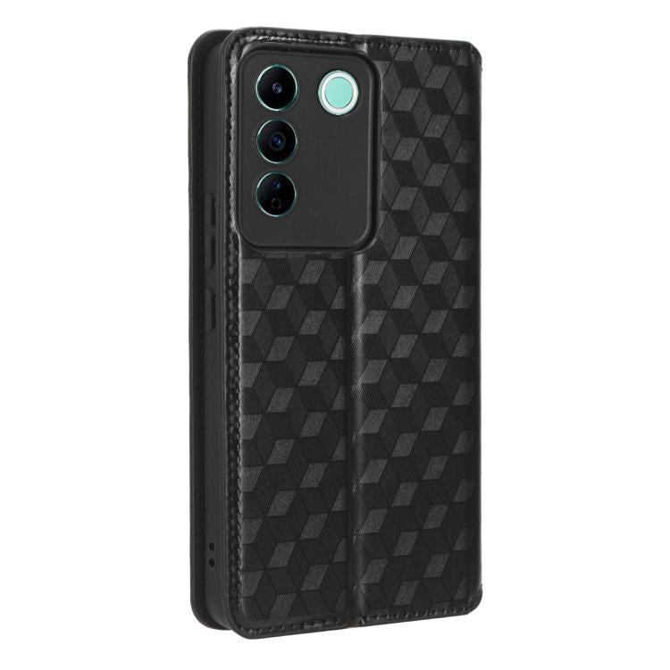 For vivo S16e / V27e Cubic Grid Texture Flip Leather Phone Case
