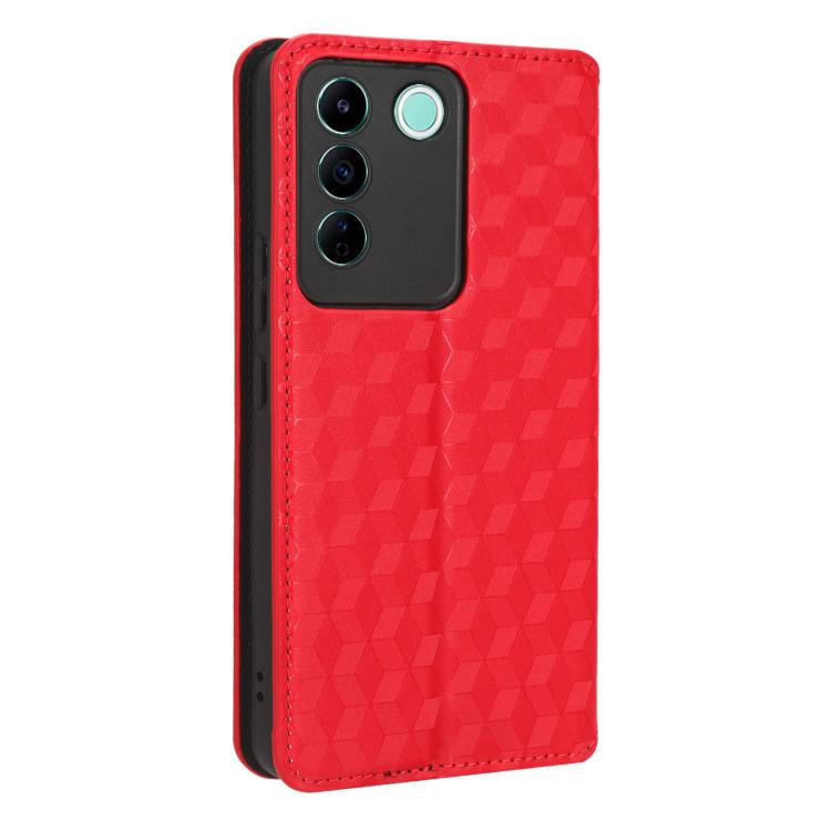 For vivo S16e / V27e Cubic Grid Texture Flip Leather Phone Case