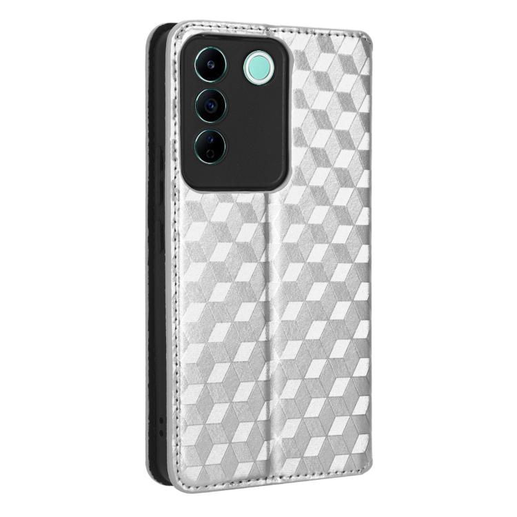 For vivo S16e / V27e Cubic Grid Texture Flip Leather Phone Case