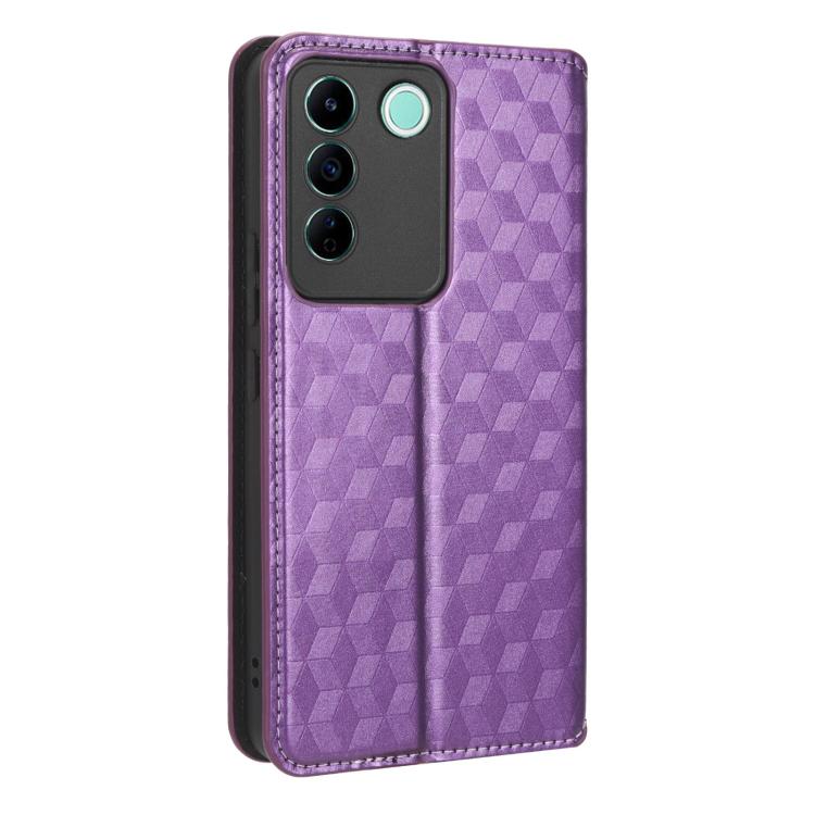 For vivo S16e / V27e Cubic Grid Texture Flip Leather Phone Case