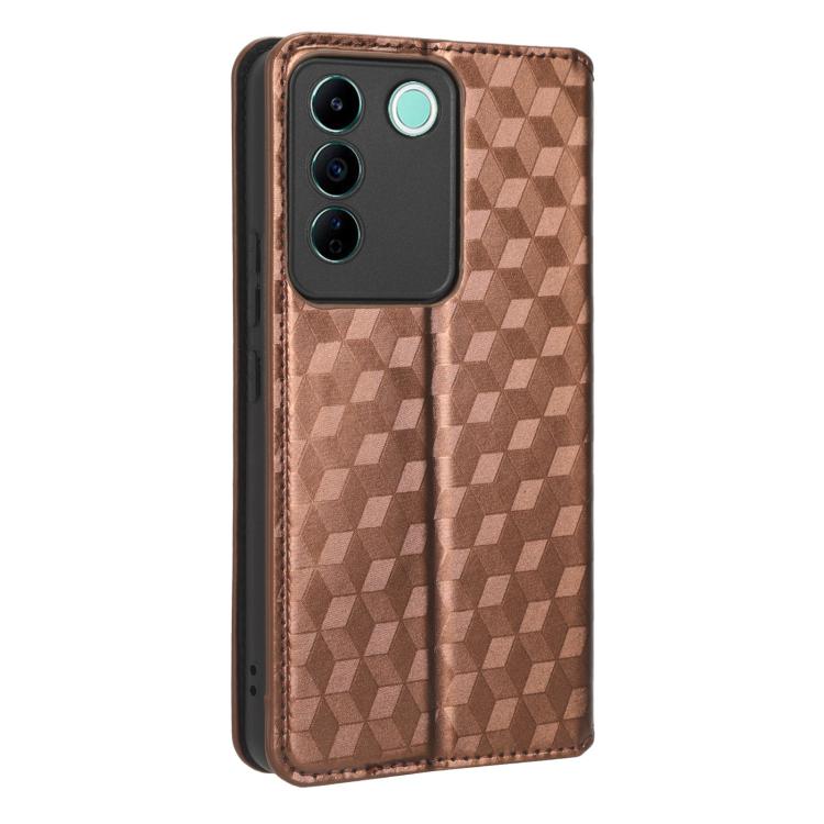 For vivo S16e / V27e Cubic Grid Texture Flip Leather Phone Case
