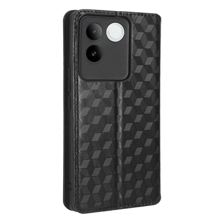 For vivo S17e Cubic Grid Texture Flip Leather Phone Case