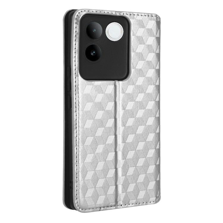 For vivo S17e Cubic Grid Texture Flip Leather Phone Case