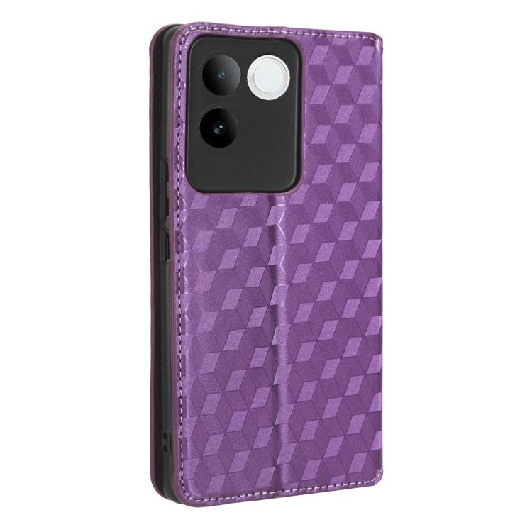 For vivo S17e Cubic Grid Texture Flip Leather Phone Case