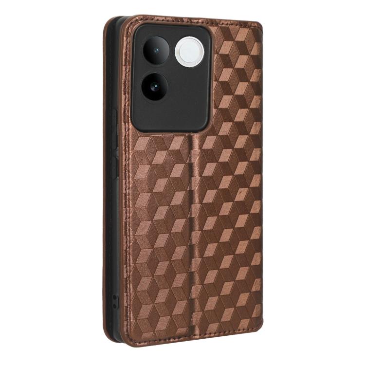 For vivo S17e Cubic Grid Texture Flip Leather Phone Case