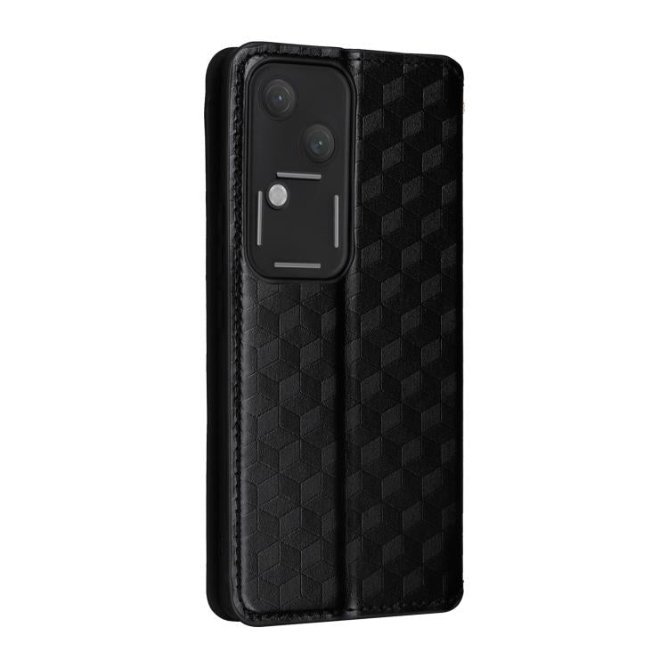 For vivo S18 5G / V30 Cubic Grid Texture Flip Leather Phone Case