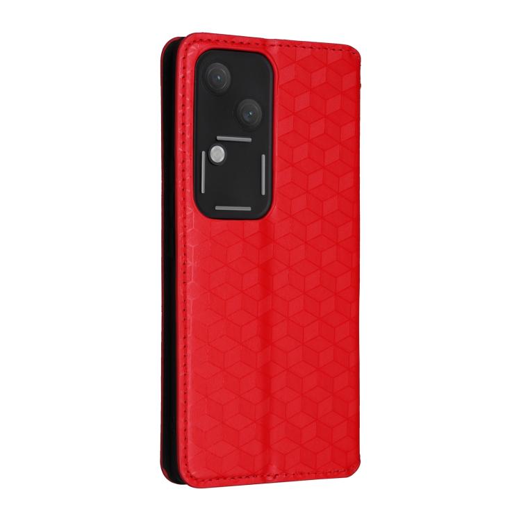 For vivo S18 5G / V30 Cubic Grid Texture Flip Leather Phone Case
