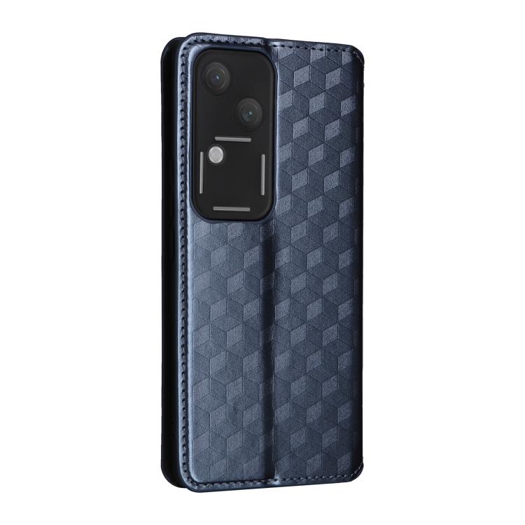 For vivo S18 5G / V30 Cubic Grid Texture Flip Leather Phone Case