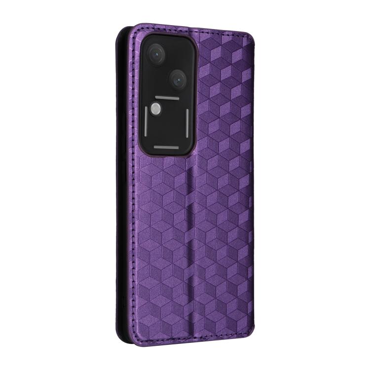 For vivo S18 5G / V30 Cubic Grid Texture Flip Leather Phone Case