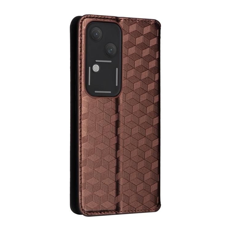 For vivo S18 5G / V30 Cubic Grid Texture Flip Leather Phone Case