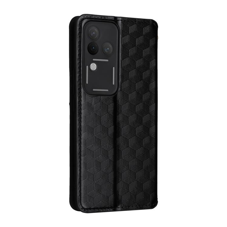 For vivo S18 Pro 5G Cubic Grid Texture Flip Leather Phone Case