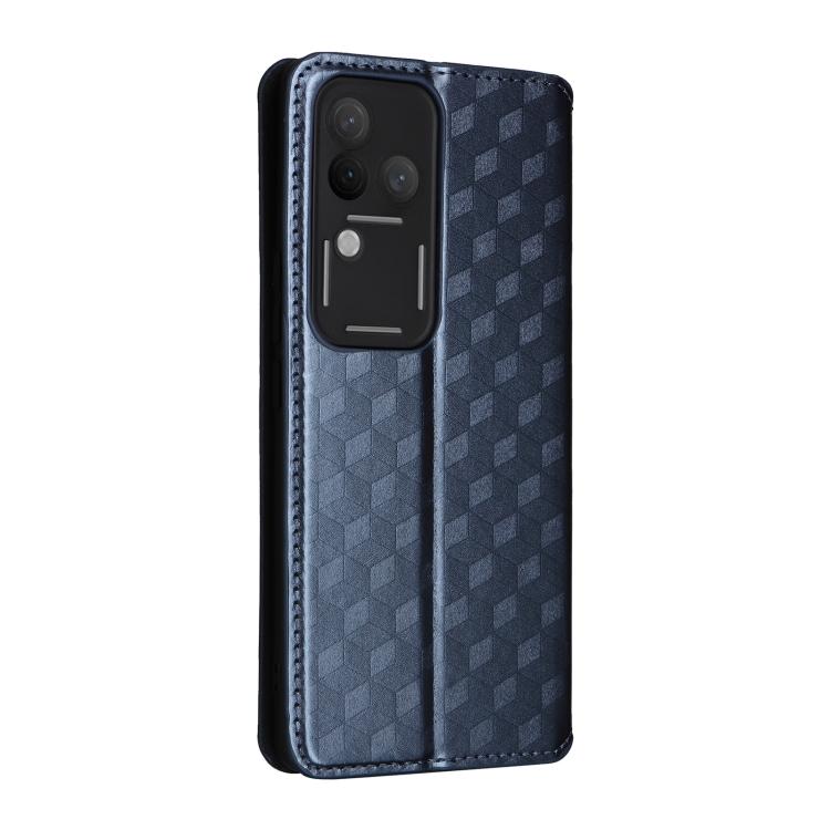 For vivo S18 Pro 5G Cubic Grid Texture Flip Leather Phone Case