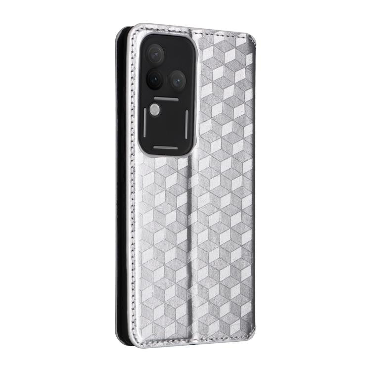 For vivo S18 Pro 5G Cubic Grid Texture Flip Leather Phone Case