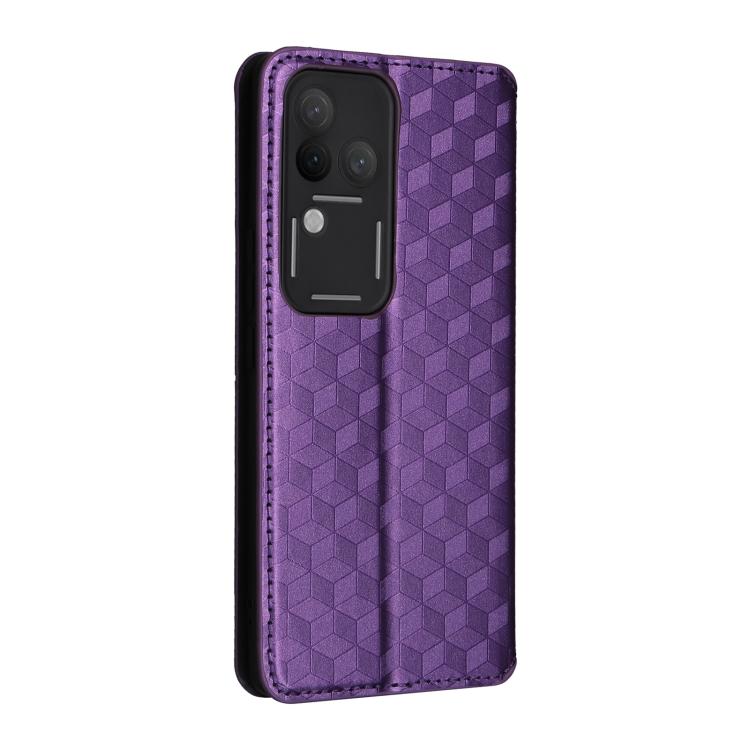 For vivo S18 Pro 5G Cubic Grid Texture Flip Leather Phone Case