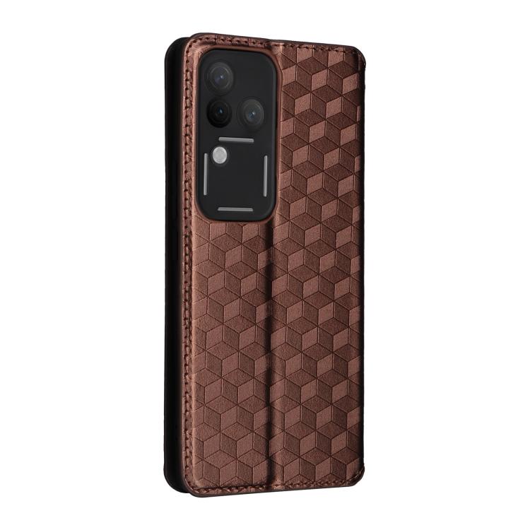 For vivo S18 Pro 5G Cubic Grid Texture Flip Leather Phone Case