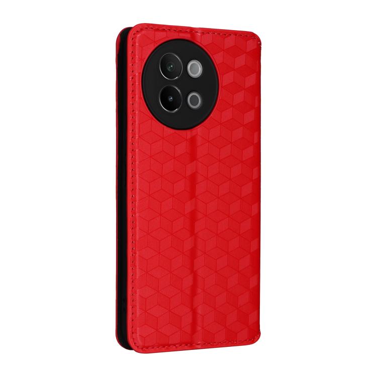 For vivo S18e 5G Cubic Grid Texture Flip Leather Phone Case