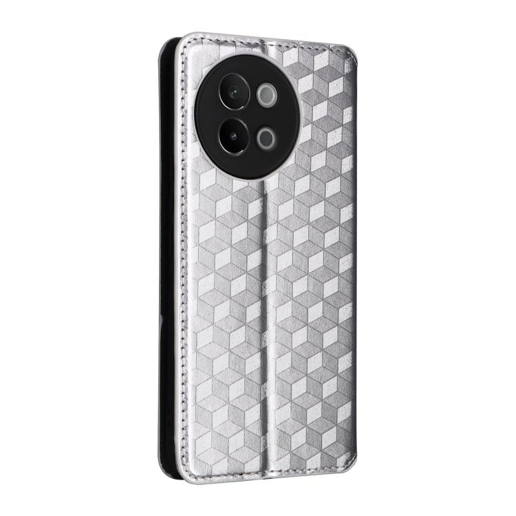 For vivo S18e 5G Cubic Grid Texture Flip Leather Phone Case