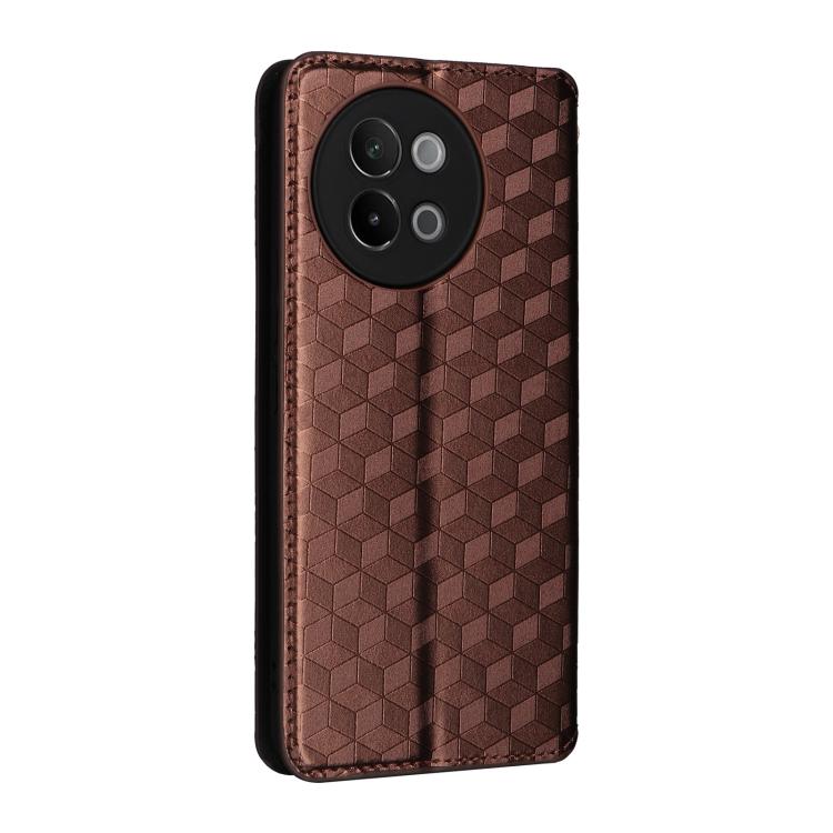 For vivo S18e 5G Cubic Grid Texture Flip Leather Phone Case