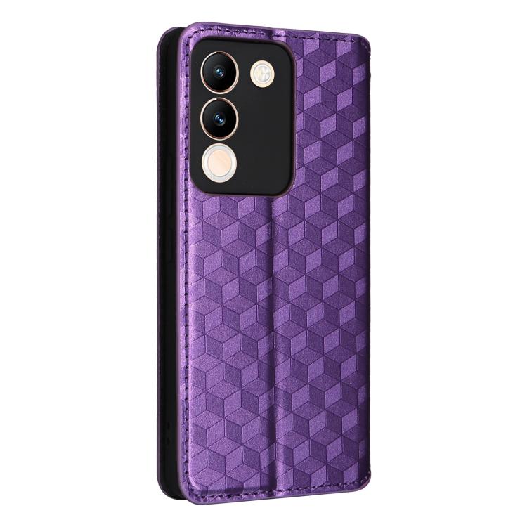 For vivo V29e 5G Global / Y200 5G Cubic Grid Texture Flip Leather Phone Case