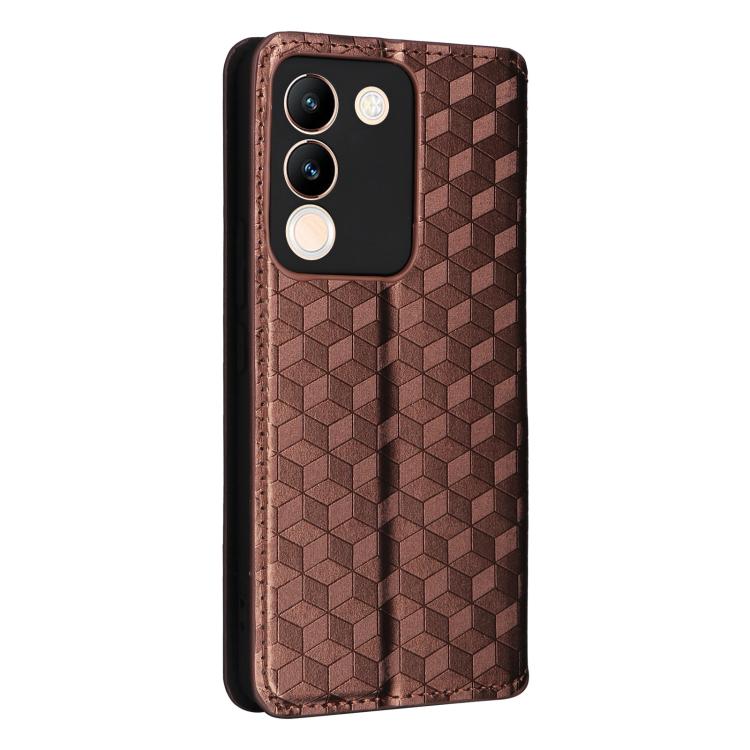 For vivo V29e 5G Global / Y200 5G Cubic Grid Texture Flip Leather Phone Case