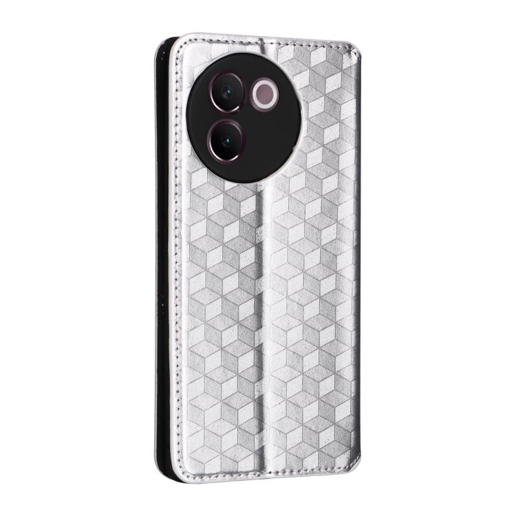 For vivo V30e 5G Cubic Grid Texture Flip Leather Phone Case