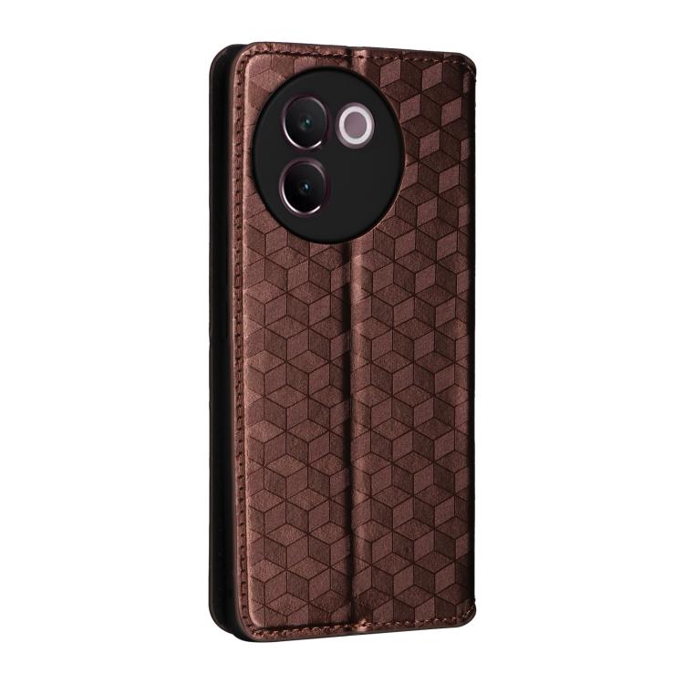 For vivo V30e 5G Cubic Grid Texture Flip Leather Phone Case