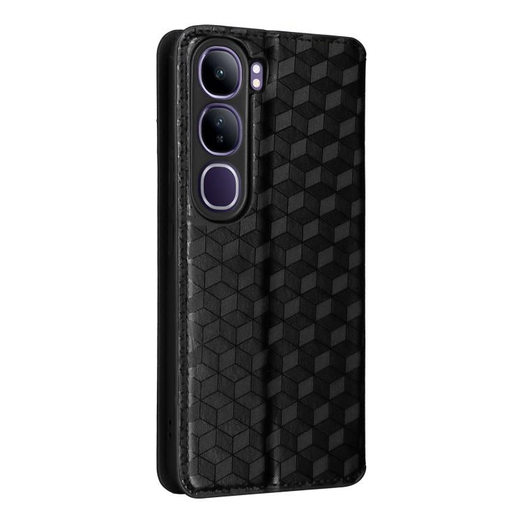 For vivo V40 Lite 4G / 5G IDN Cubic Grid Texture Flip Leather Phone Case
