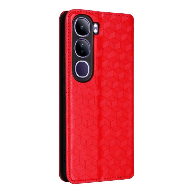 For vivo V40 Lite 4G / 5G IDN Cubic Grid Texture Flip Leather Phone Case