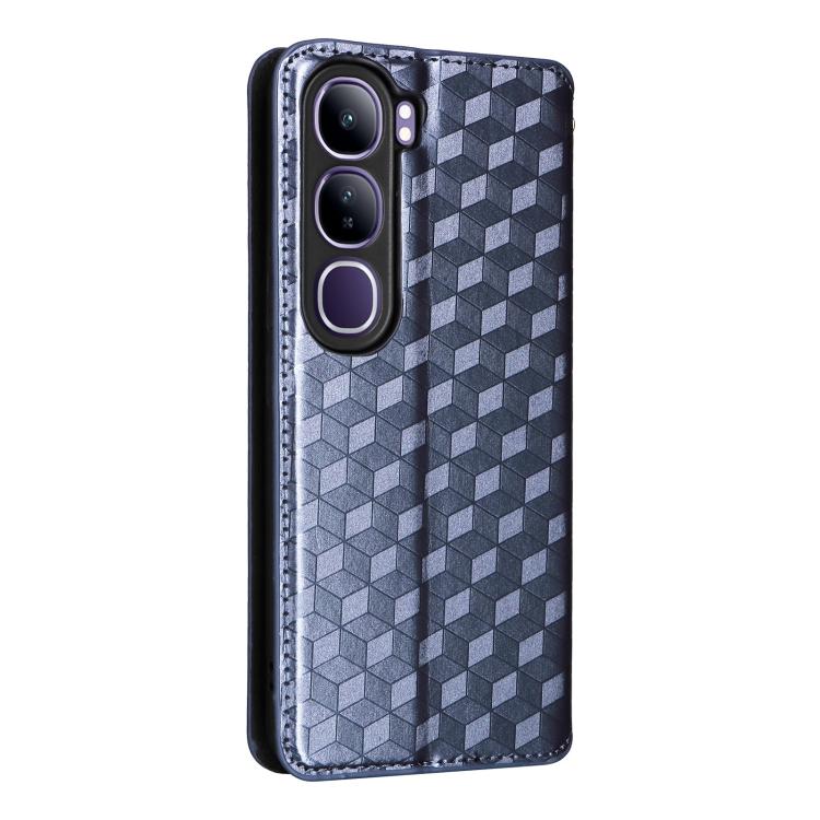 For vivo V40 Lite 4G / 5G IDN Cubic Grid Texture Flip Leather Phone Case