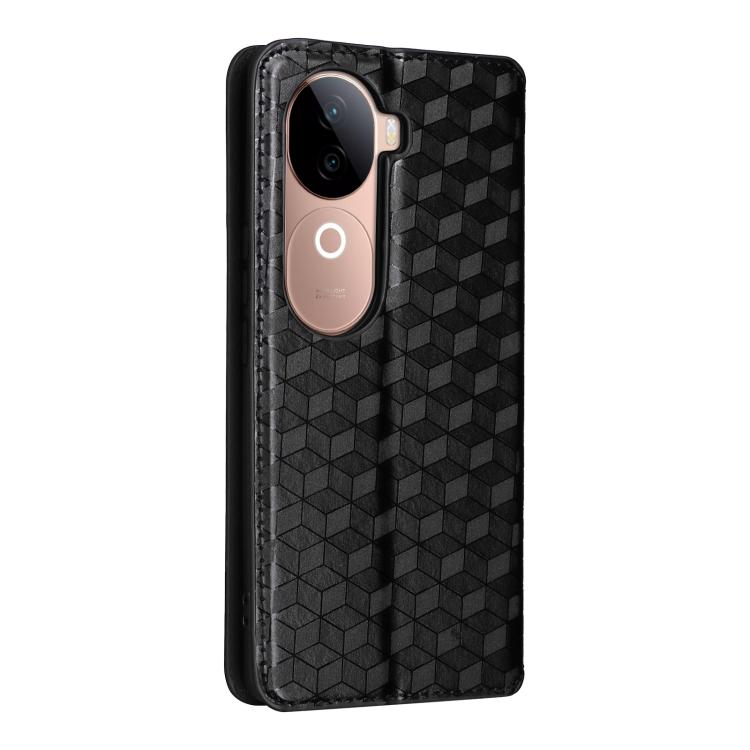 For vivo V40e 5G / iQOO Z9s 5G Cubic Grid Texture Flip Leather Phone Case