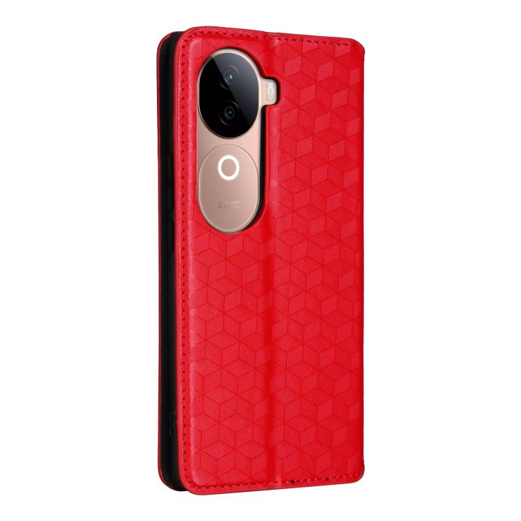 For vivo V40e 5G / iQOO Z9s 5G Cubic Grid Texture Flip Leather Phone Case