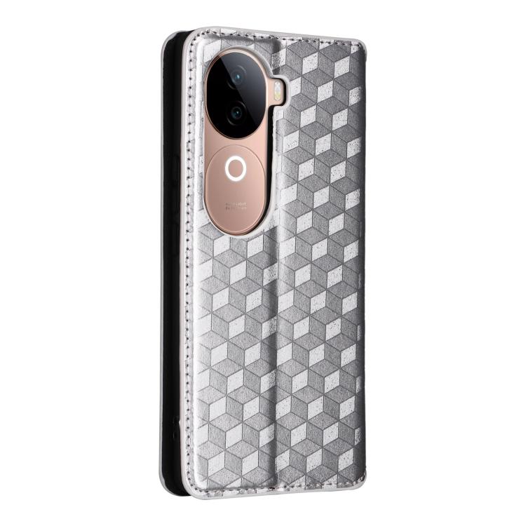 For vivo V40e 5G / iQOO Z9s 5G Cubic Grid Texture Flip Leather Phone Case