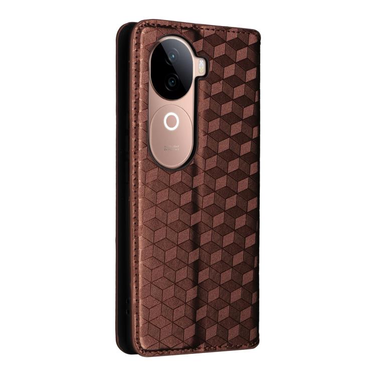 For vivo V40e 5G / iQOO Z9s 5G Cubic Grid Texture Flip Leather Phone Case