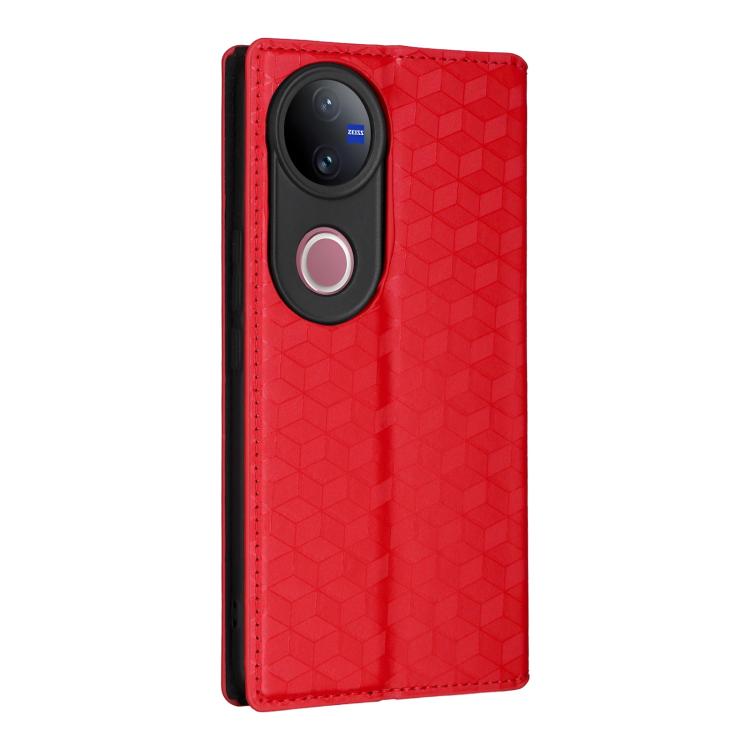 For vivo V50 5G Cubic Grid Texture Flip Leather Phone Case