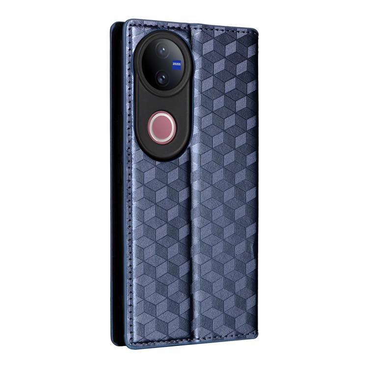 For vivo V50 5G Cubic Grid Texture Flip Leather Phone Case