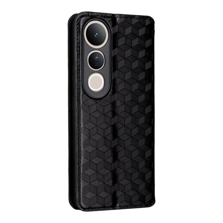 For vivo V50 Lite 5G Cubic Grid Texture Flip Leather Phone Case