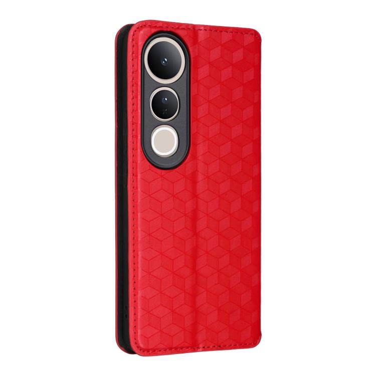 For vivo V50 Lite 5G Cubic Grid Texture Flip Leather Phone Case
