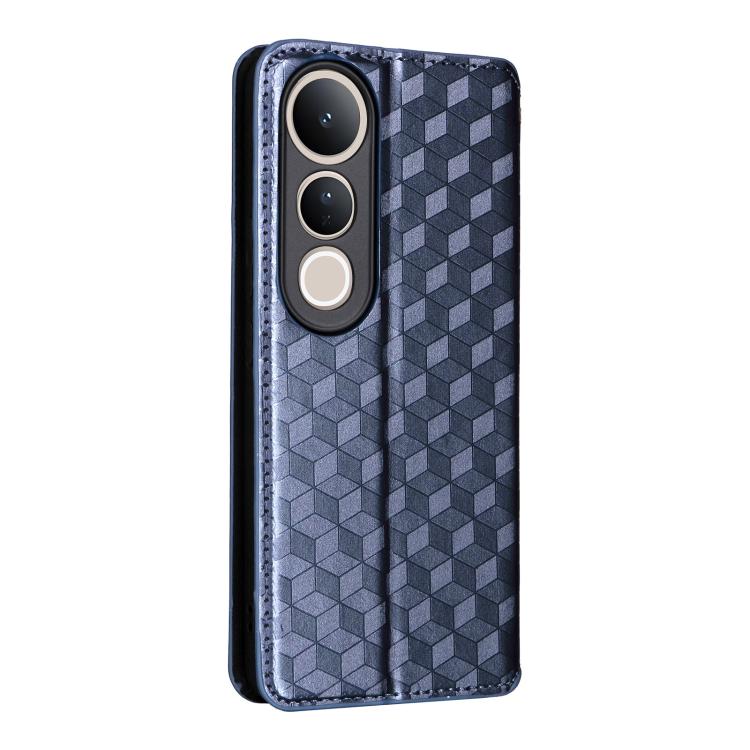 For vivo V50 Lite 5G Cubic Grid Texture Flip Leather Phone Case