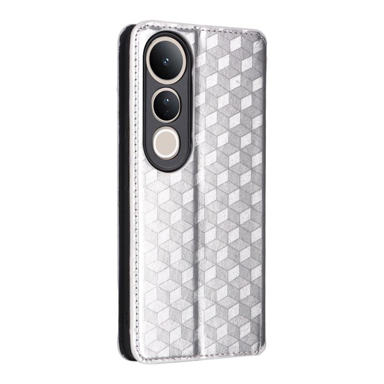 For vivo V50 Lite 5G Cubic Grid Texture Flip Leather Phone Case