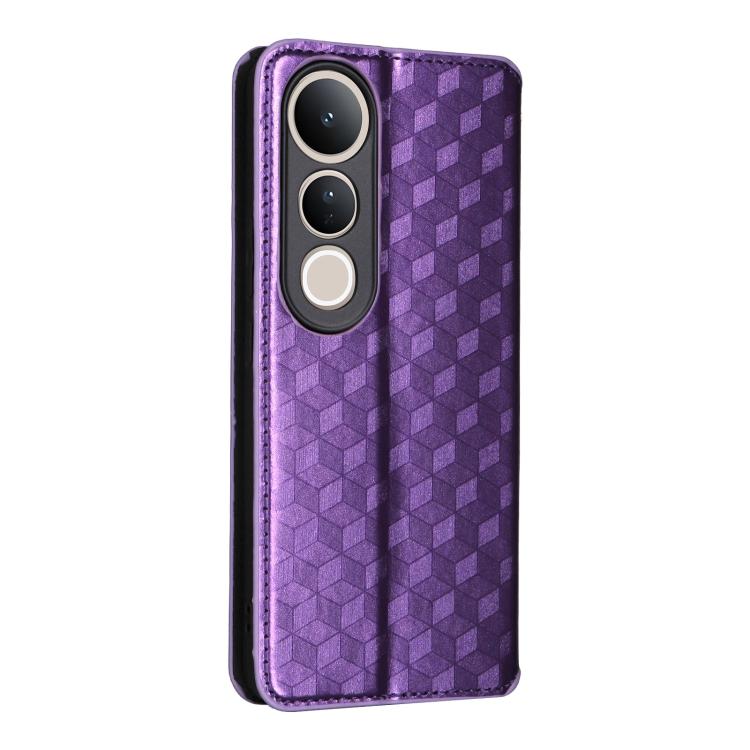 For vivo V50 Lite 5G Cubic Grid Texture Flip Leather Phone Case